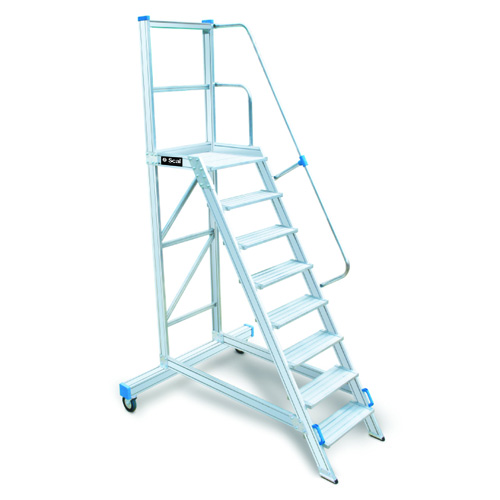 Escalera de almacén AL 60º de aluminio con plataforma