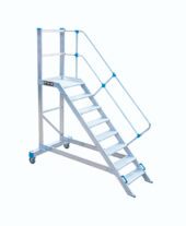 Escalera de almacén AL 45º de aluminio con plataforma