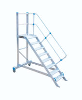 Escalera de almacén AL 45º de aluminio con plataforma